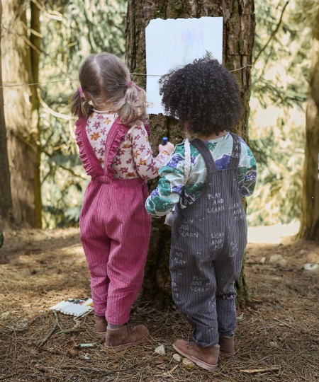 Corduroy jumpsuit with chest embroidery