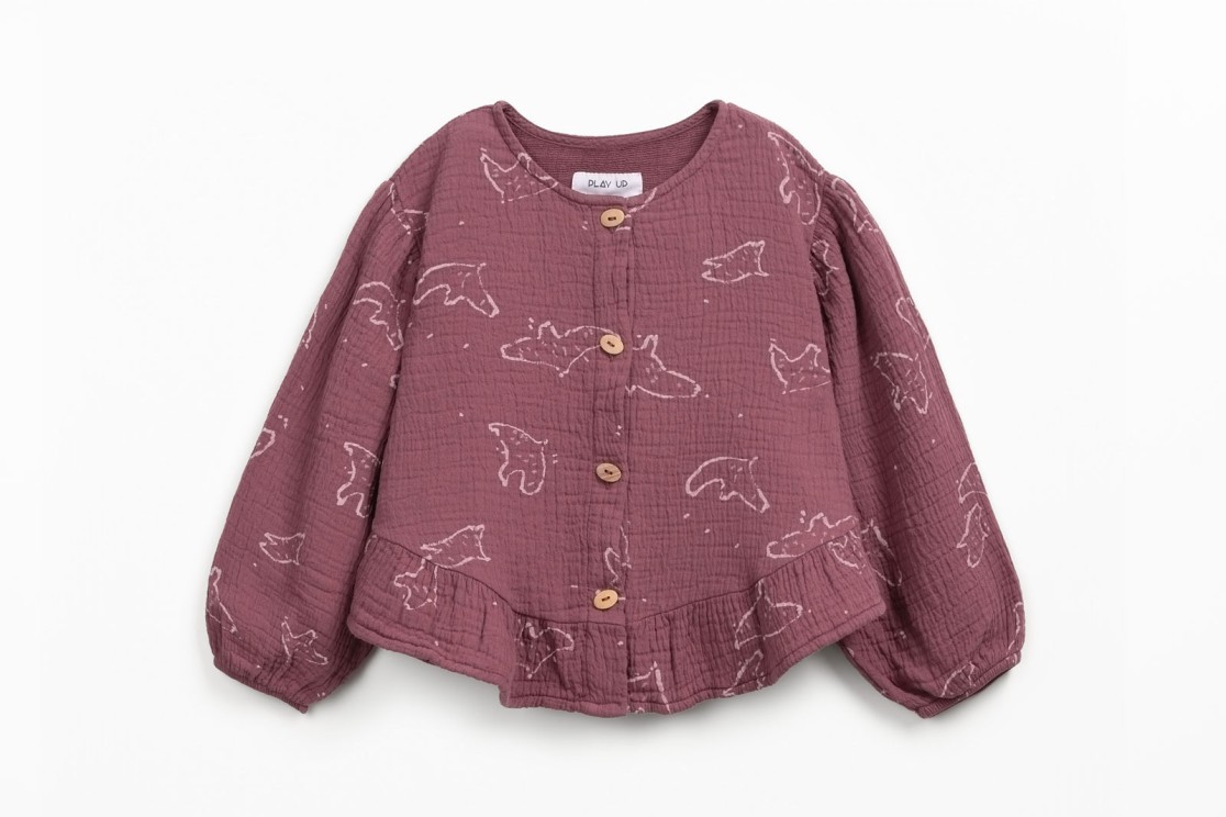 Cotton fabric shirt with bird print