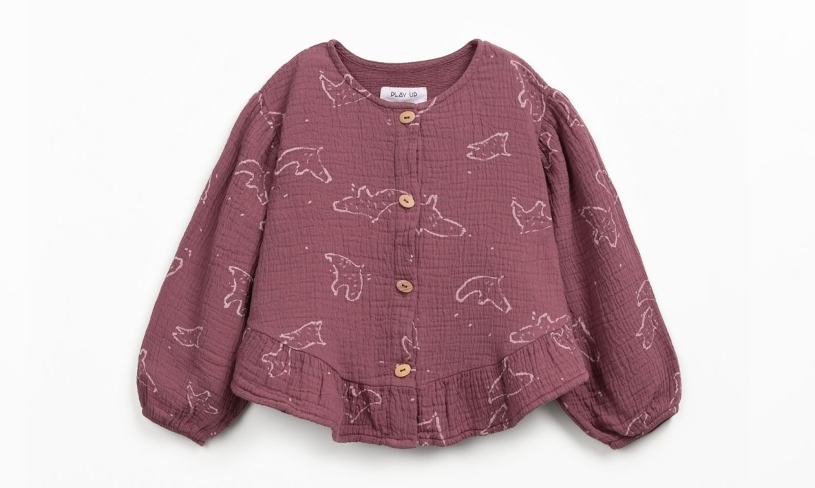 Camisa de tejido con estampado de pjaros