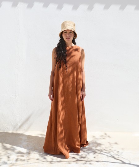 Vestido largo sin mangas de algod�n org�nico