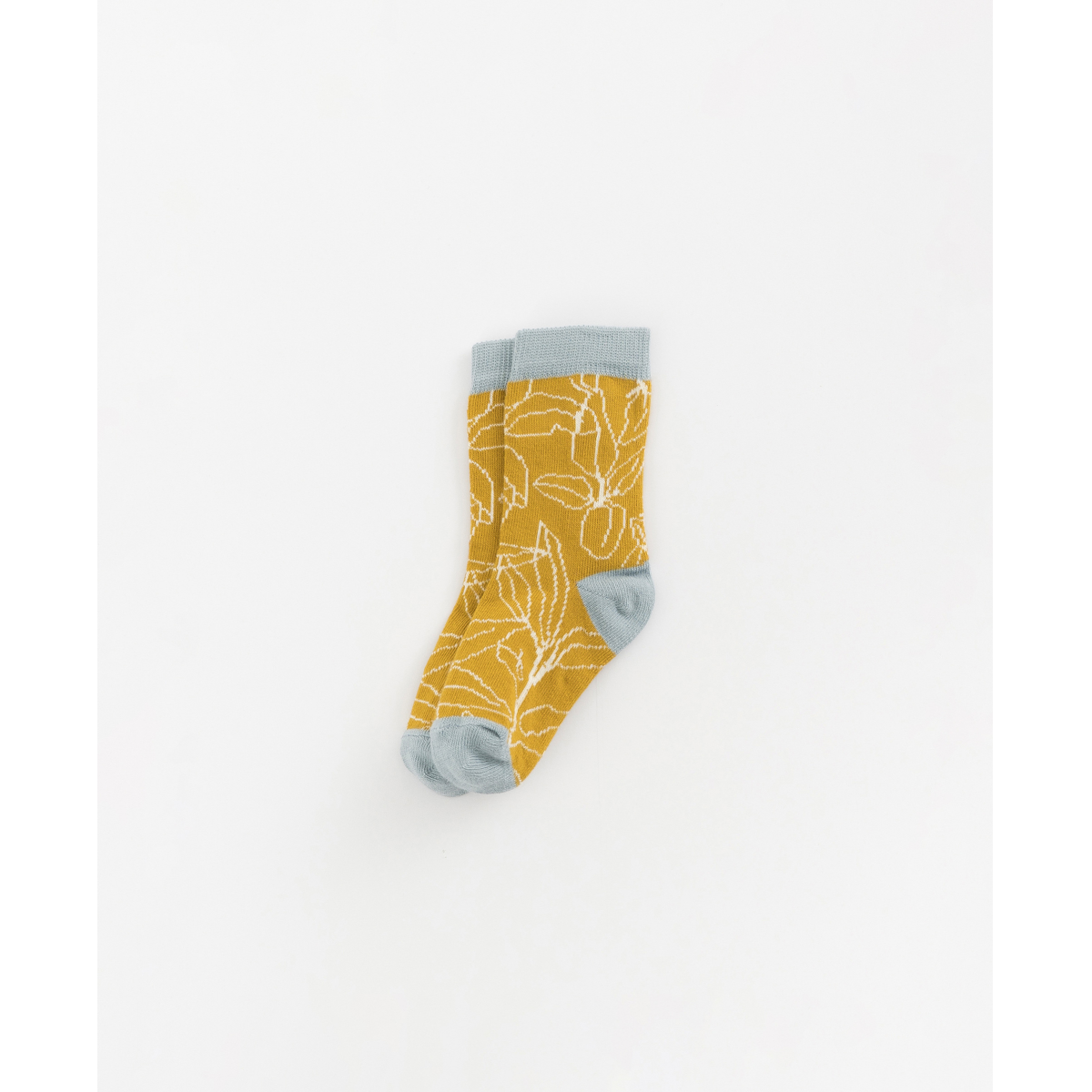Girls beige socks with sage leaves print PlayUp